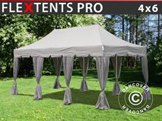 Event tent FleXtents PRO "Peaked" 4x6 m Latte, incl. 8 decorative curtains