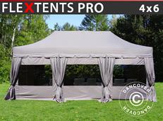 Event tent FleXtents PRO "Peaked" 4x6 m Latte, incl. 8 sidewalls & decorative curtains