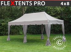 Event tent FleXtents PRO "Peaked" 4x8 m Latte, incl. 6 decorative curtains