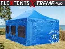 Event tent FleXtents Xtreme 50 4x6 m Blue, incl. 8 sidewalls