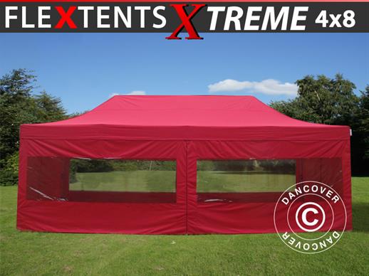 Tente pliante FleXtents Xtreme 50 4x8m Rouge, avec 6 cotés