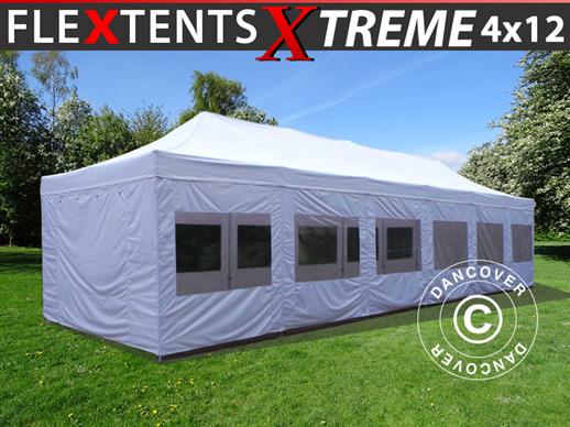 Vouwtent/Easy up tent FleXtents Xtreme 50 4x12m Wit, inkl. Zijwanden