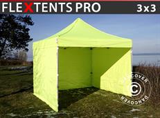 Event tent FleXtents PRO 3x3 m Neon yellow/green, incl. 4 sidewalls