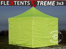 Event tent FleXtents Xtreme 50 3x3 m Neon yellow/green, incl. 4 sidewalls