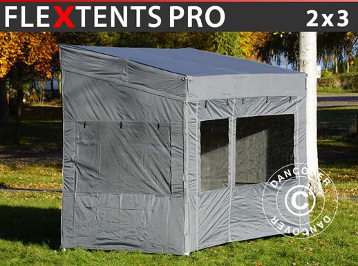 Vouwtent/Easy up tent FleXtents PRO Trapezo 2x3m Grijs, inkl. 4 Zijwanden
