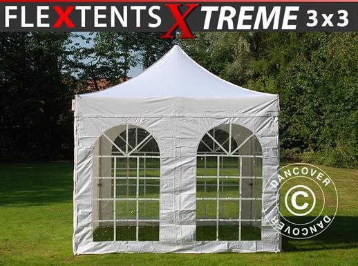 Vouwtent/Easy up tent FleXtents Xtreme 50 Vintage Style 3x3m Wit, inkl. 4 Zijwanden