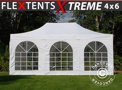 Vouwtent/Easy up tent FleXtents Xtreme 50 Vintage Style 4x6m Wit, inkl. 8 Zijwanden