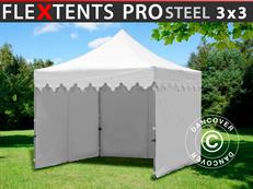 Event tent FleXtents PRO Steel "Morocco" 3x3 m White, incl. 4 sidewalls