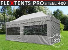 Event tent FleXtents PRO Steel "Peaked" 4x8 m Latte, incl. 6 sidewalls