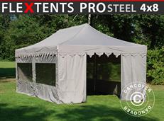 Event tent FleXtents PRO Steel "Morocco" 4x8 m Latte, incl. 6 sidewalls