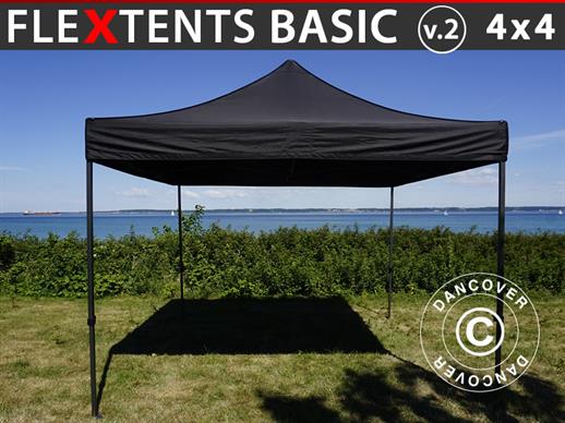 Vouwtent/Easy up tent FleXtents Basic v.2, 4x4m Zwart