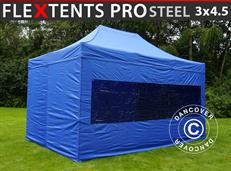 Event tent FleXtents PRO Steel 3x4.5 m, Blue, incl. 4 sidewalls