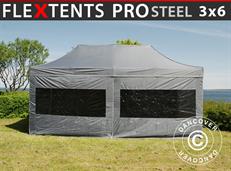 Event tent FleXtents PRO Steel 3x6 m Grey, incl. 6 sidewalls