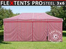 Event tent FleXtents PRO Steel 3x6 m Striped, incl. 6 sidewalls