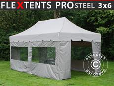 Event tent FleXtents PRO Steel "Peaked" 3x6 m Latte, incl. 6 sidewalls