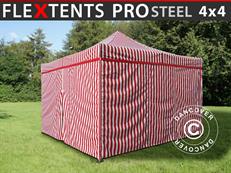 Event tent FleXtents PRO Steel 4x4 m Striped, incl. 4 sidewalls