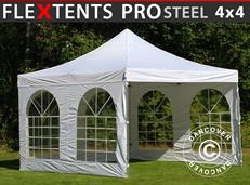 Event tent FleXtents PRO Steel Vintage Style 4x4 m White, incl. 4 sidewalls
