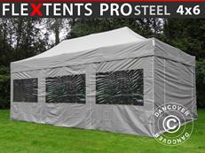 Event tent FleXtents PRO Steel 4x6 m Latte, incl. 8 sidewalls