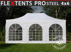 Event tent FleXtents PRO Steel Vintage Style 4x6 m White, incl. 8 sidewalls