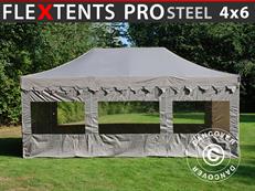 Event tent FleXtents PRO Steel "Morocco" 4x6 m Latte, incl. 8 sidewalls