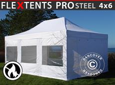 Event tent FleXtents PRO Steel 4x6 m White, Flame retardant, incl. 8 sidewalls