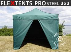 Event tent FleXtents PRO Steel 3x3 m Green, incl. 4 sidewalls