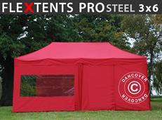 Event tent FleXtents PRO Steel 3x6 m Red, incl. 6 sidewalls