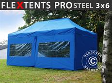 Event tent FleXtents PRO Steel 3x6 m Blue, incl. 6 sidewalls