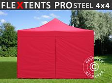 Event tent FleXtents PRO Steel 4x4 m Red, incl. 4 sidewalls