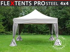 Event tent FleXtents PRO Steel 4x4 m Latte, incl. 4 decorative curtains