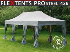Event tent FleXtents PRO Steel 4x6 m Latte, incl. 8 decorative curtains