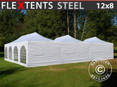 Event tent FleXtents® Steel 12x8 m White, incl. 8 sidewalls