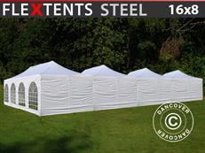 Event tent FleXtents® Steel 16x8 m White, incl. 10 sidewalls
