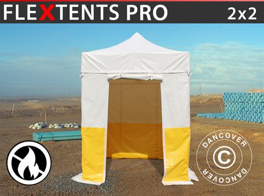 Quick-up telt FleXtents® PRO 2x2m, PVC, arbeidstelt, flammehemmende, inkl. 4 sidevegger