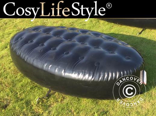 Inflatable bench, Chesterfield style, 1x1.95x0.45 m, Black