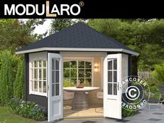 Houten tuinpaviljoen Alicante, zeshoekig 3,5x3,03x3,07m, 44mm, Donkergrijs