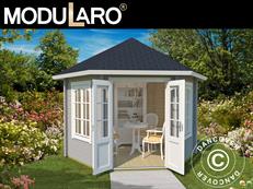 Drvena Sjenica Provence, šesterokutna, 3,5x3,03x3,18m, 44mm, Svijetlo siva