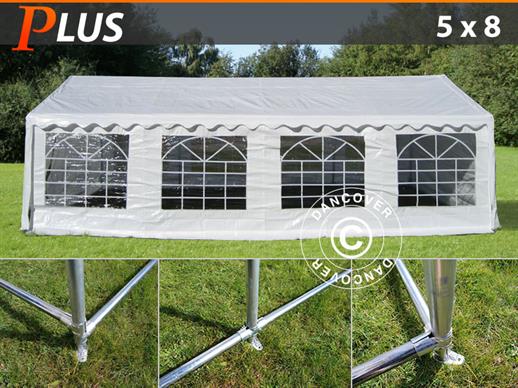 Tente de réception PLUS 5x8 m PE, Blanc + Cadre de rigidification