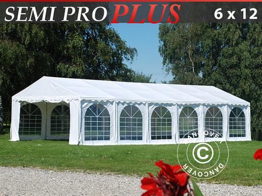 Tente de réception Semi PRO Plus 6x12 m PVC, Blanc