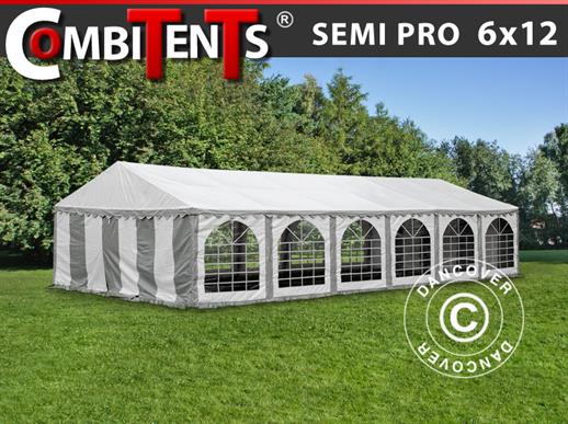 Partytelt, SEMI PRO Plus CombiTents® 6x12m, 4-i-1, Grå/Hvid