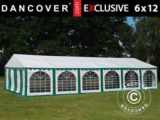 Tente de réception Exclusive 6x12m PVC, Vert/Blanc