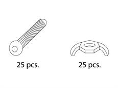 Zak met vleugelmoeren en schroeven
