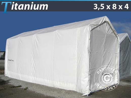 Boat Shelter Titanium 3.5x8x3x4 m, White