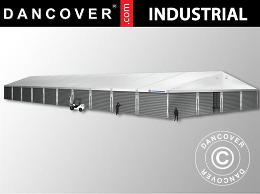Hangar de stockage industriel Alu 20x50x9,04m avec porte coulissante, PVC/métal, blanc
