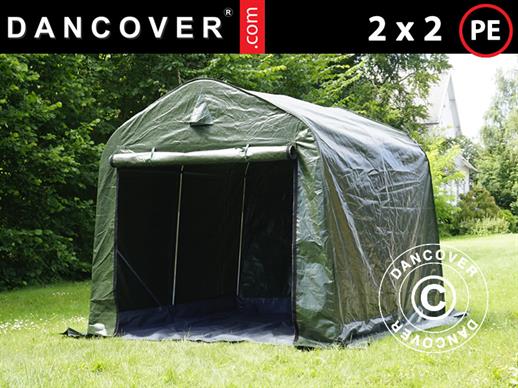 Tente de stockage PRO 2x2x2m PE, avec couverture de sol, Vert/gris