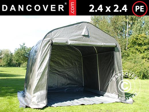 Tente de stockage PRO 2,4x2,4x2m PE, avec couverture de sol, Gris