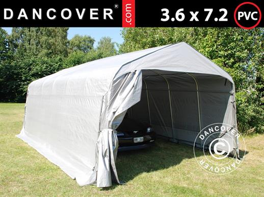 Tente Abri Garage PRO 3,6x7,2x2,68m PVC, Gris