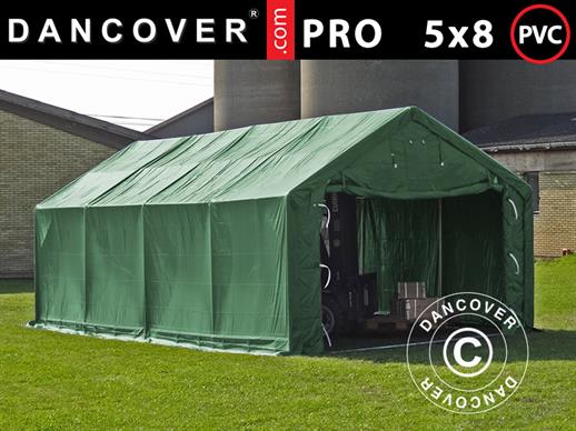 Tente de Stockage PRO 5x8x2x2,9m, PVC, Vert