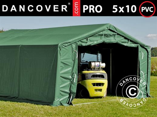 Capannone tenda PRO 5x10x2x2,9m, PVC, Verde