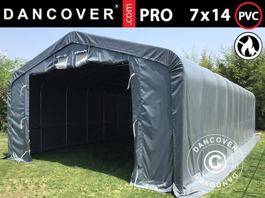 Tente de Stockage PRO 7x14x3,8m PVC, Gris